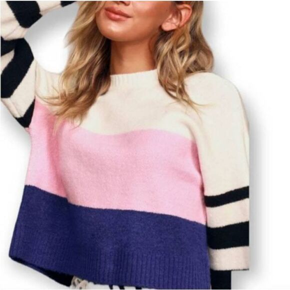 LOVE BY DESIGN LYDIA STRIPE CRW NECK SWEATE XL NWT. - Picture 2 of 11